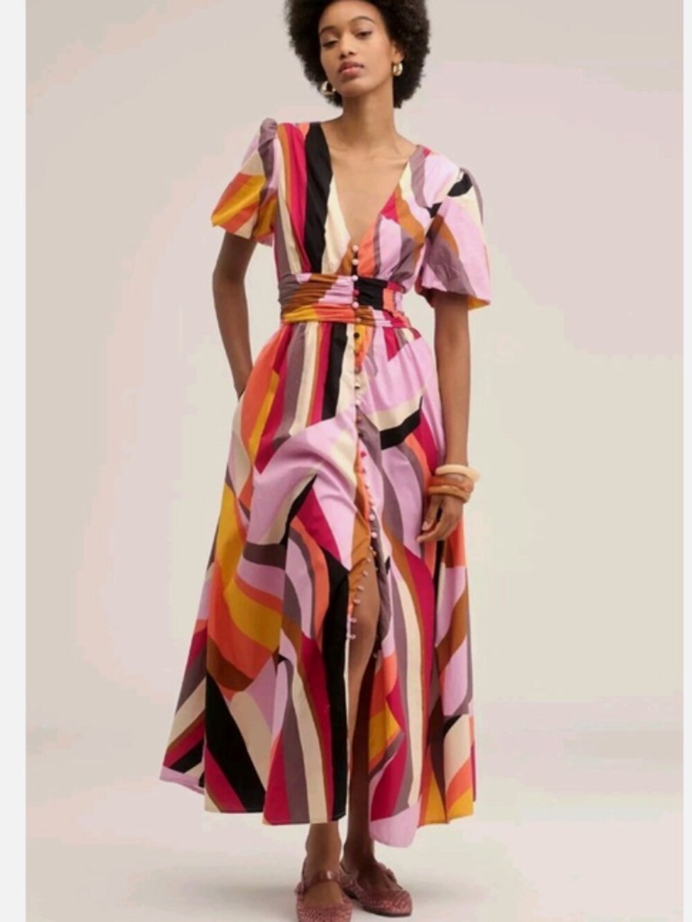 Anthropologie The Katerina Button-Front Dress Maxi Size XXS NWT Lilac